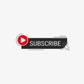 Subscribe, bell button and hand cursor. Red button subscribe to channel, blog. Social media background. Marketing. Vector illustra Royalty Free Stock Photo